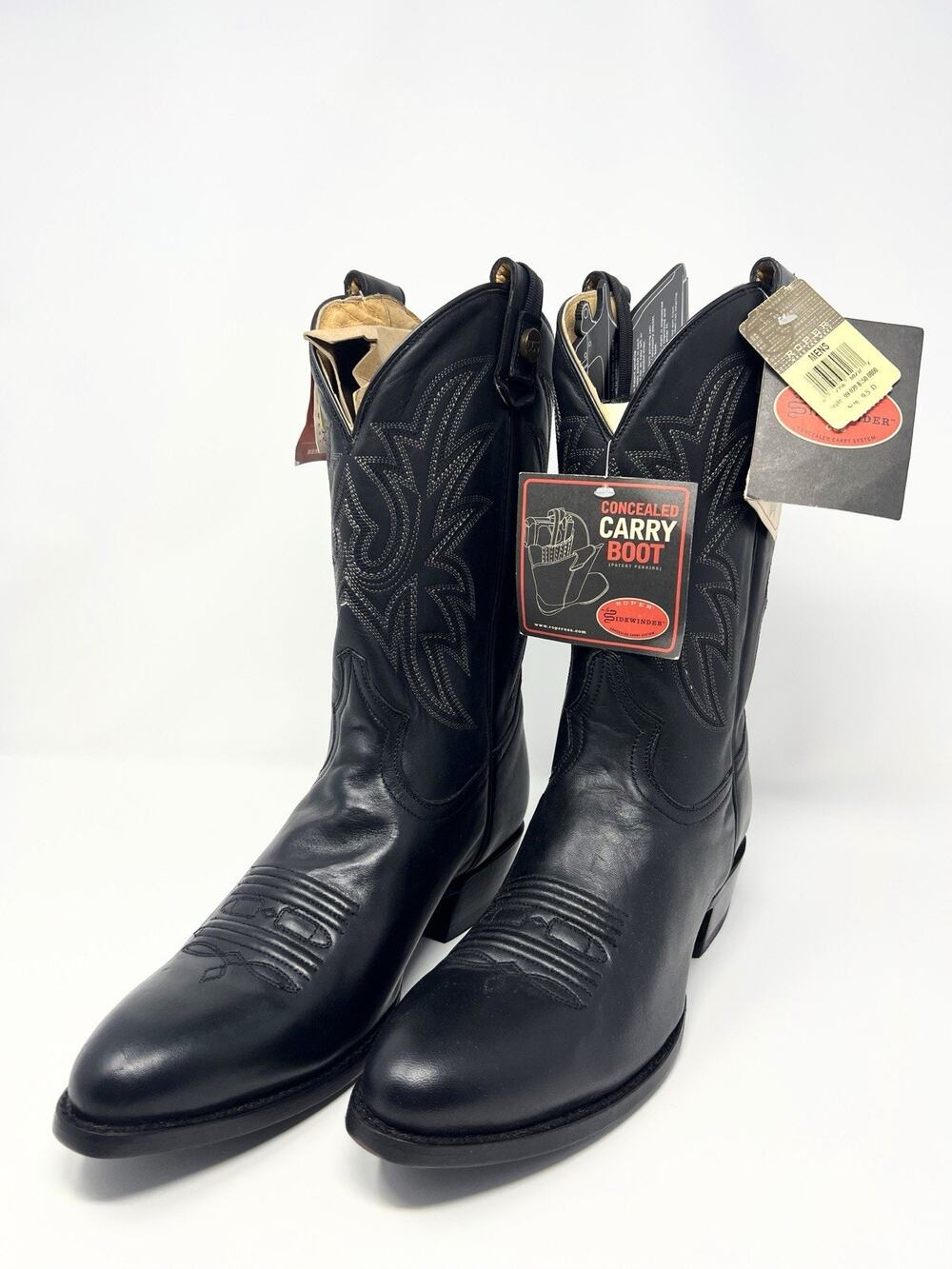 Roper Sidewinder CCS Concealed Carry Cowboy Boots Men’s 9.5D Black Leather NWT